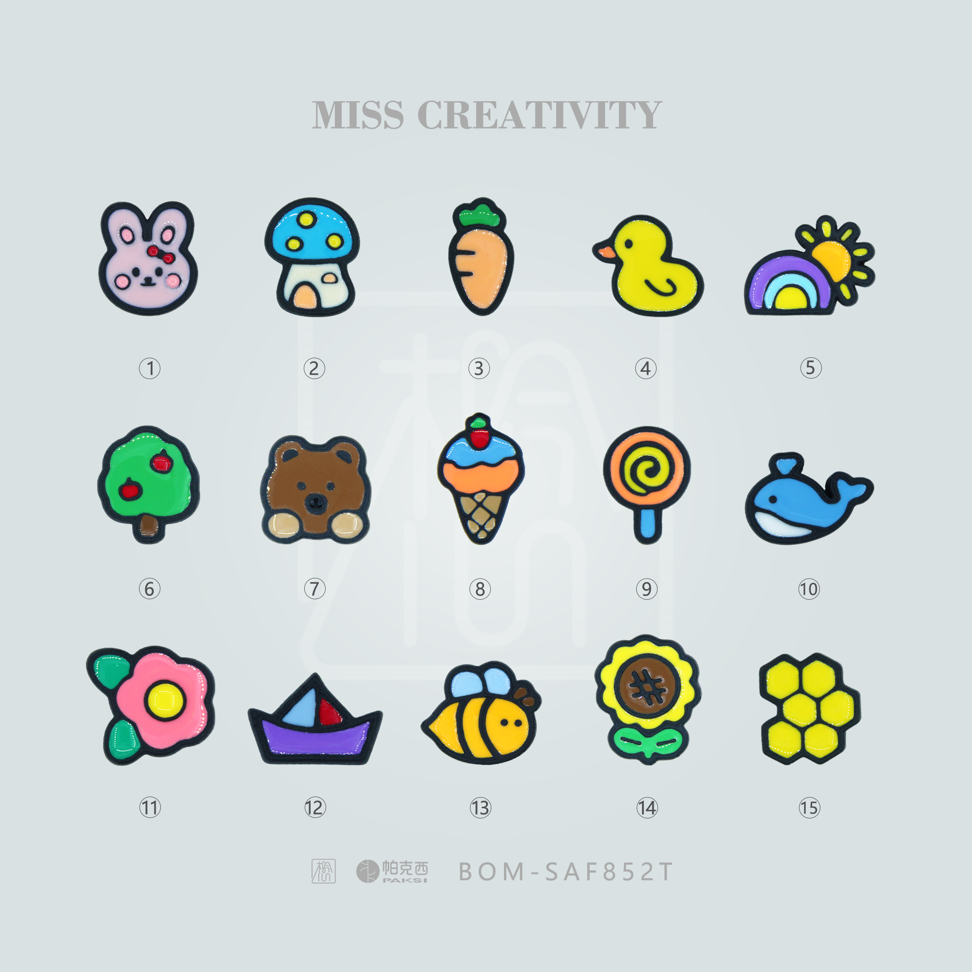 想念创意DIY手工爆款动植物棒棒糖系列帕克西新材质树脂配件儿童发饰头饰配件批发AF852