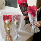 情人节爱心立体单支袋玫瑰插花袋直筒袋鲜花包装袋花艺材料