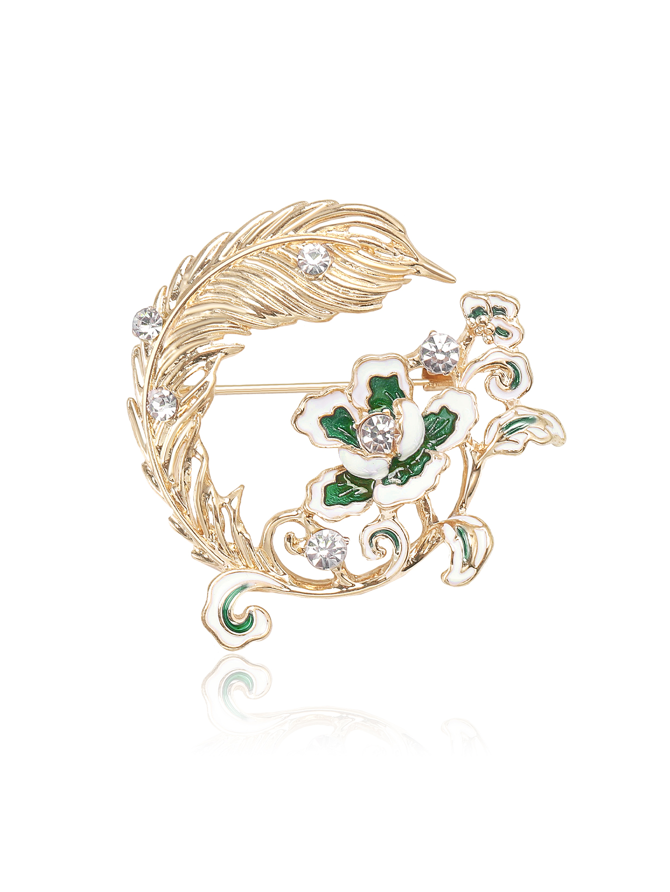 Ziyang Accessories 2023 New Chinese-style peony Feather brooch, high-end women's personalized and fashionable brooch, elegant brooch, coat cardigan, accessories Factory direct sales Item Picture