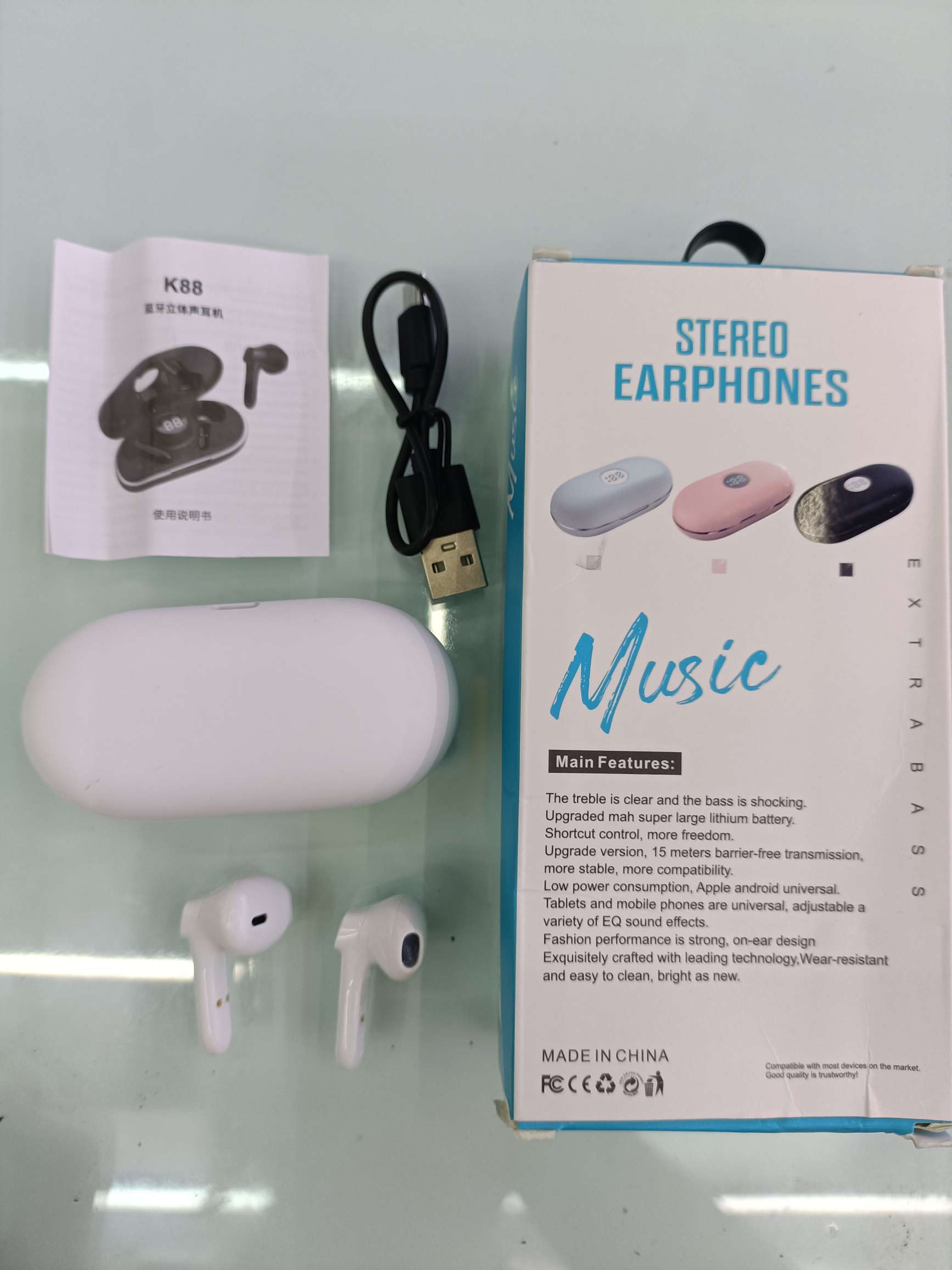 K88 Bluetooth headset KW28 Bluetooth headset cabin digital display charging details Picture