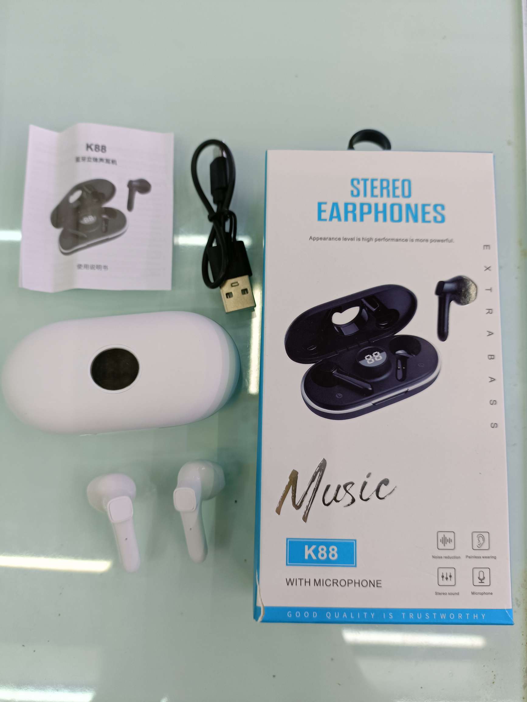 K88 Bluetooth headset KW28 Bluetooth headset cabin digital display charging full figure
