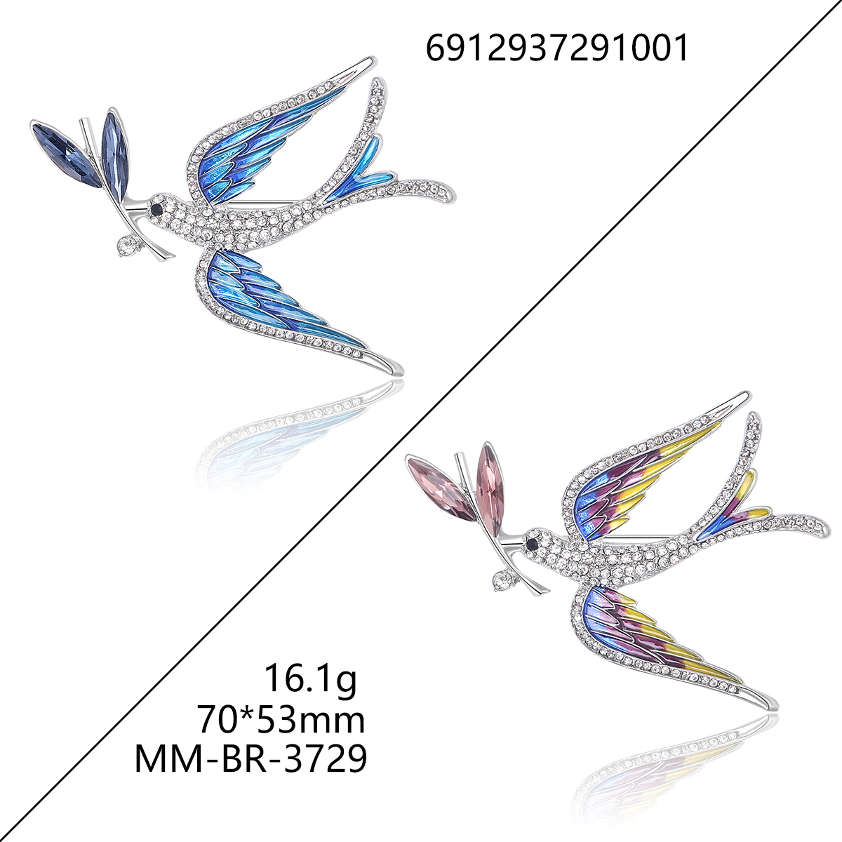 Ziyang Accessories' 2023 new fashion swallow brooch coats, sweaters, corsages, collar buttons, women's retro rhinestones, animal brooches, glazed clothing and accessories factory direct sales details Picture