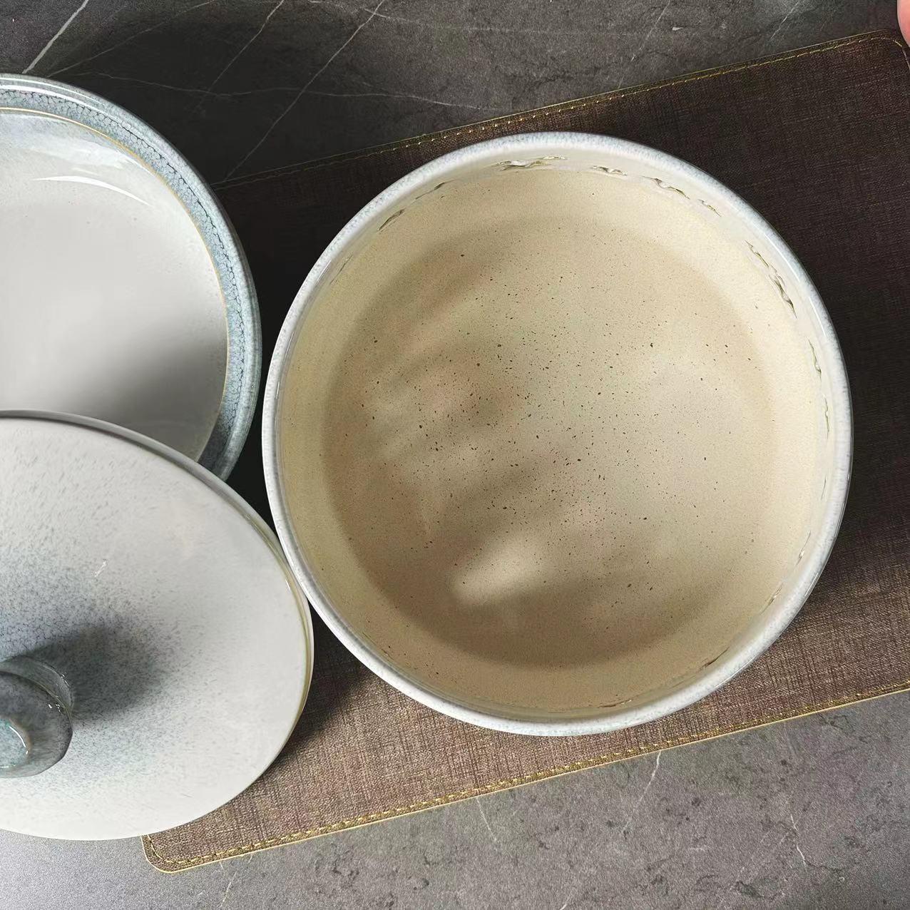 11寸渐变蓝窑变古风中式炖盅带盖双层煲 星形镂空炉底 高端酒店会所宴会厅用详情4