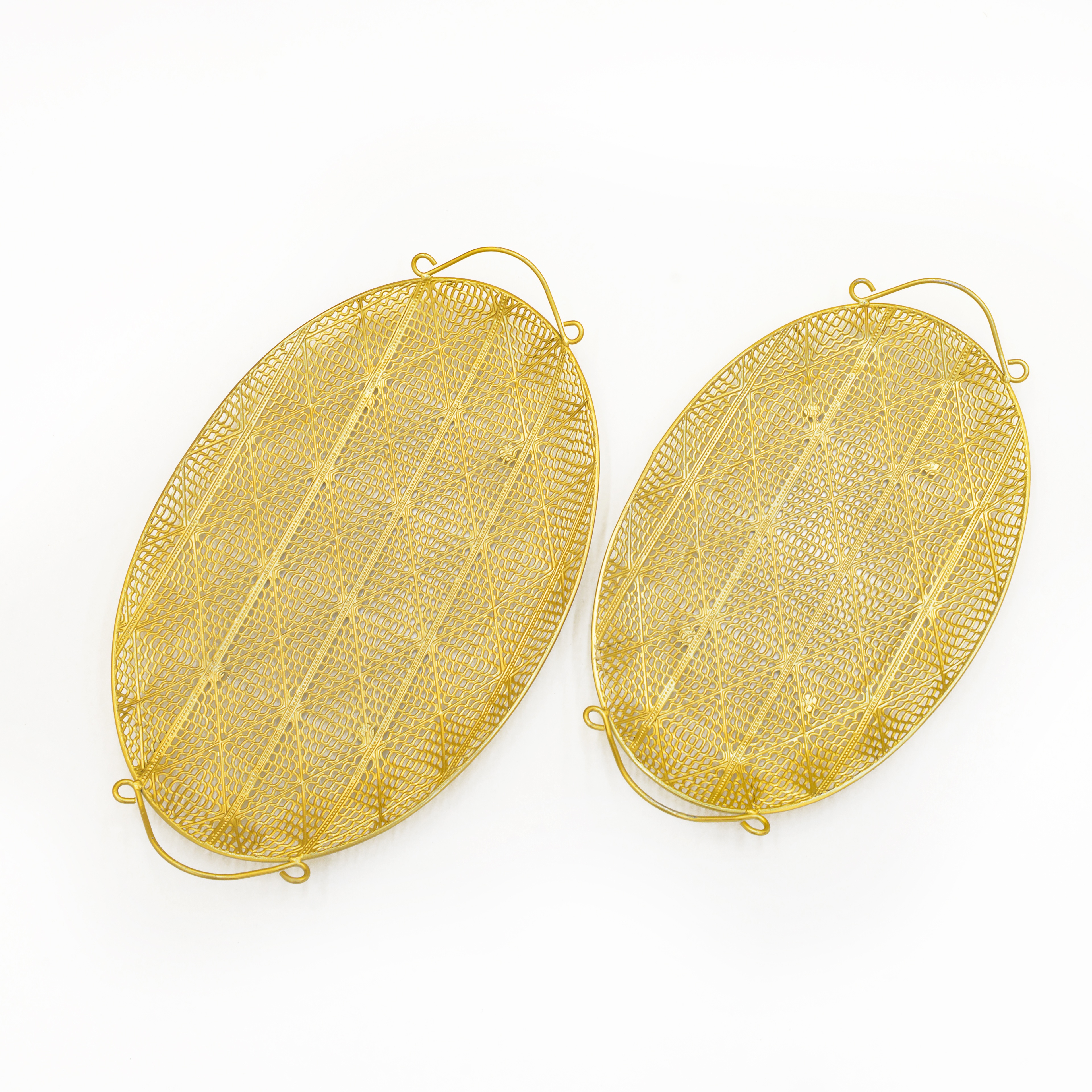 金色轻奢椭圆形收纳盘美式铁艺置物盘子桌面甜品托盘餐盘茶具