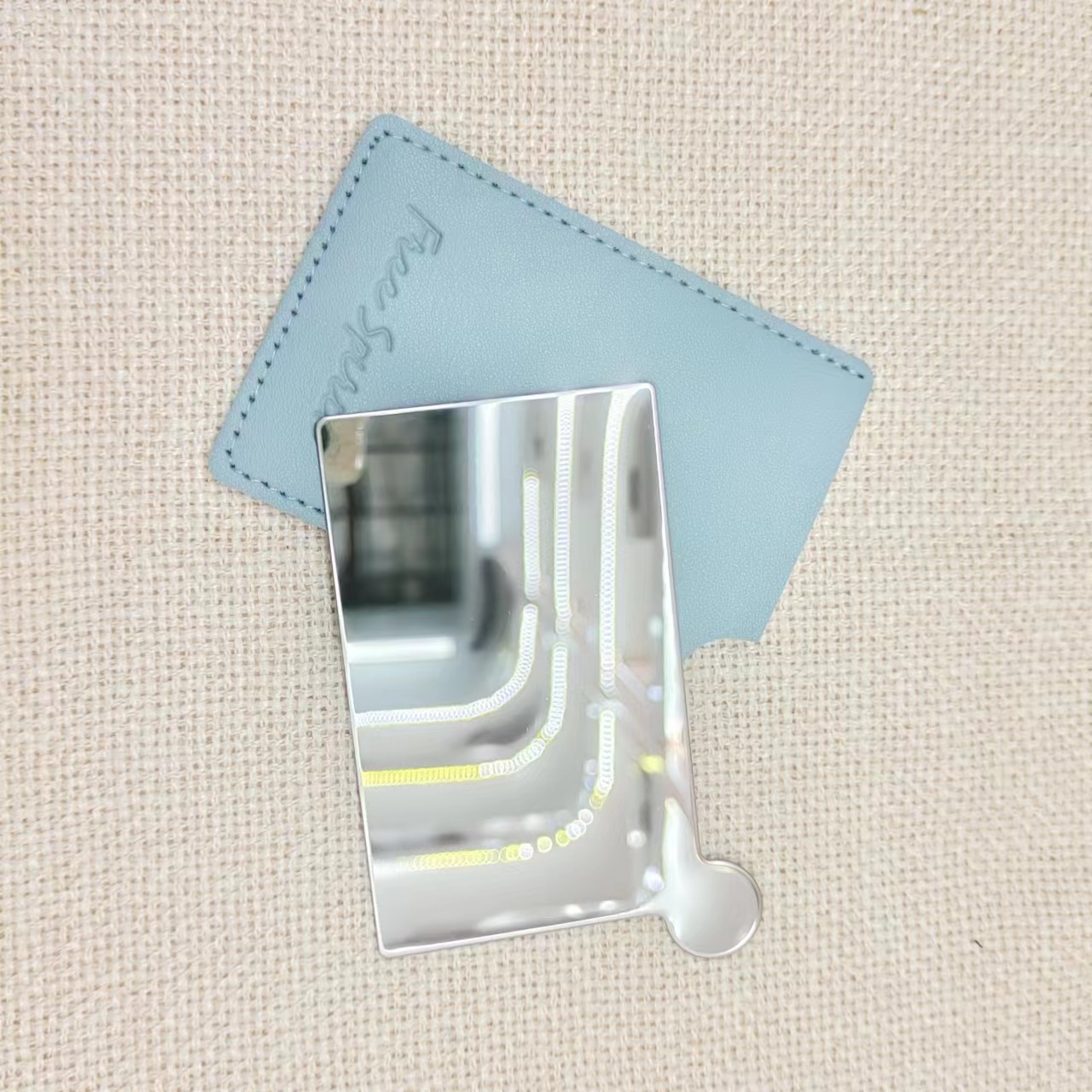 长方卡时尚单面镜 单片皮质抽拉镜