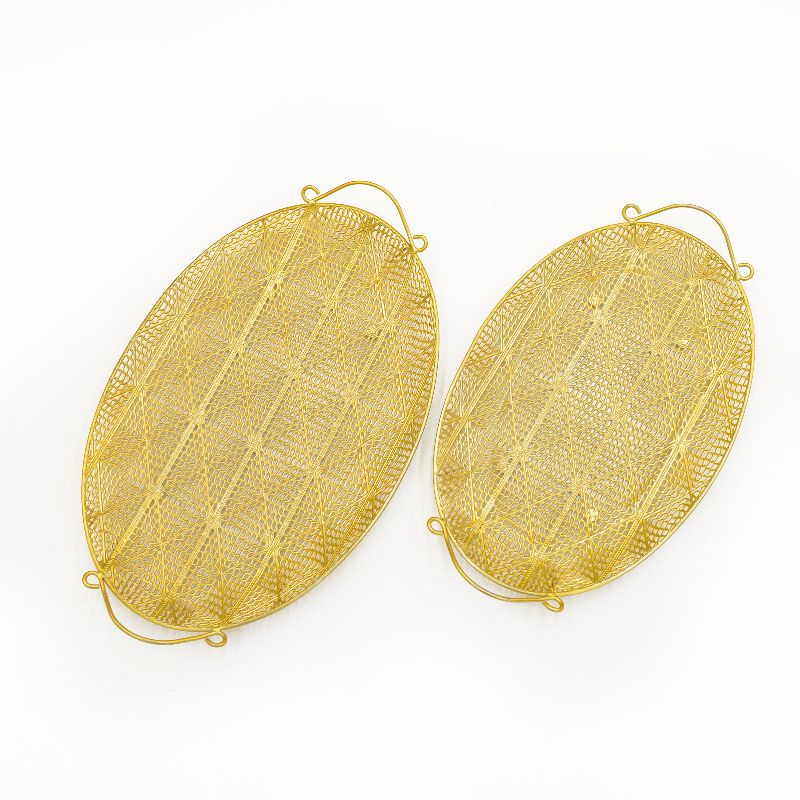 金色轻奢椭圆形收纳盘美式铁艺置物盘子桌面甜品托盘餐盘茶具详情7