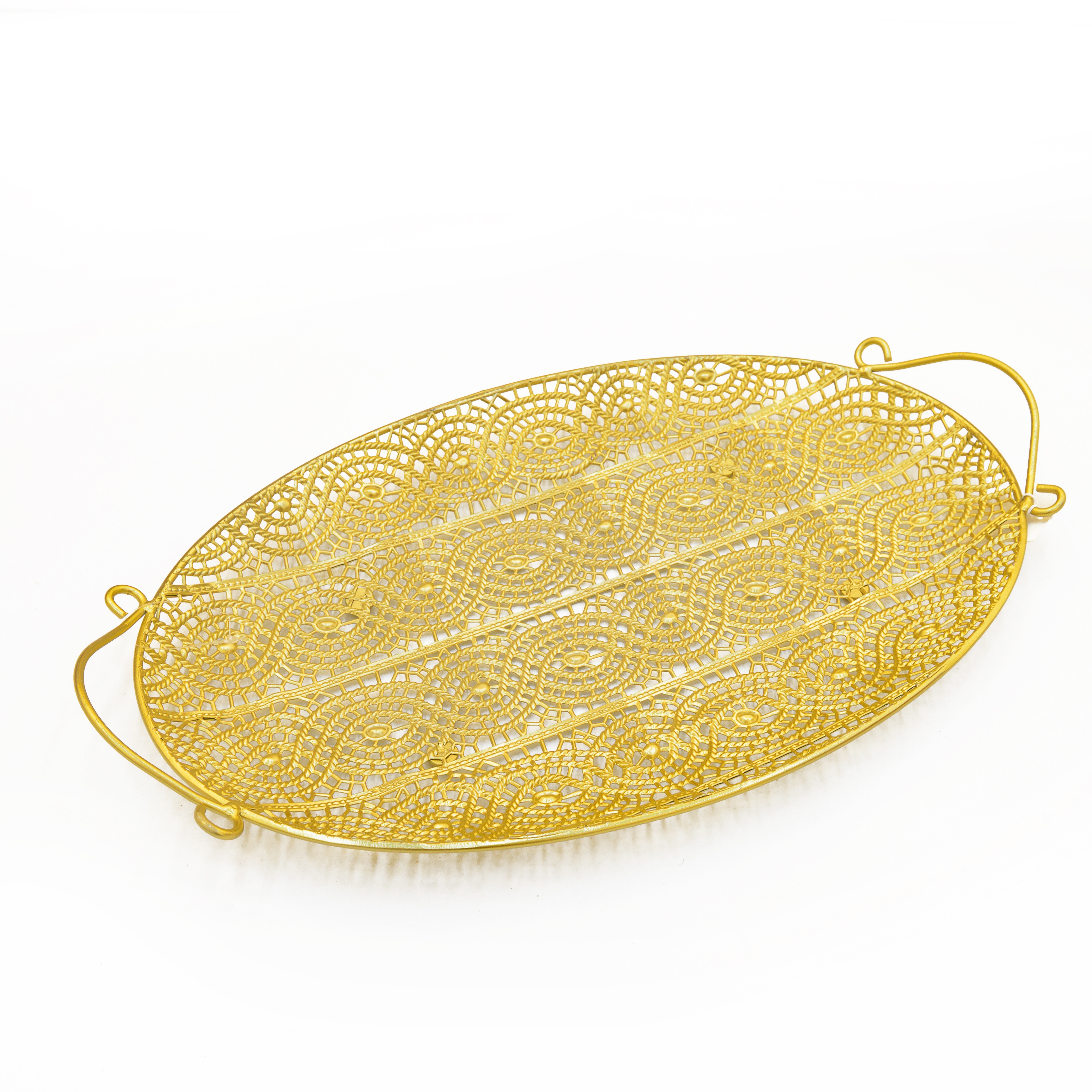 金色轻奢椭圆形收纳盘美式铁艺置物盘子桌面甜品托盘餐盘茶具详情2