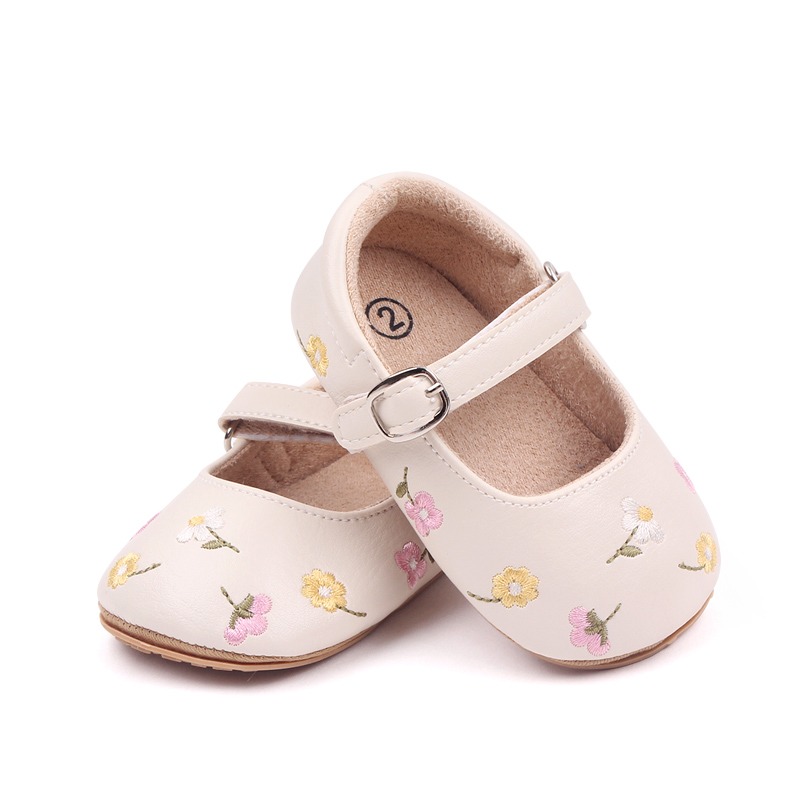 Baby girl Mary Jane PU shoes TPR anti-slip 3 to 12 months spring and autumn prewalking shoes little flower shoes Item Picture