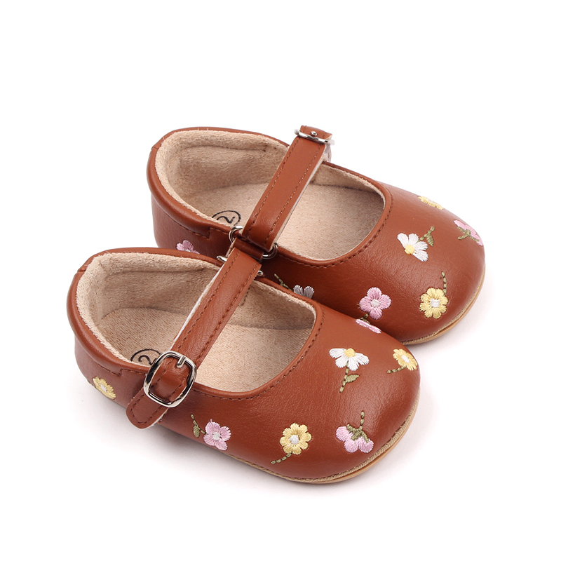 Baby girl Mary Jane PU shoes TPR anti-slip 3 to 12 months spring and autumn prewalking shoes little flower shoes Specification drawing