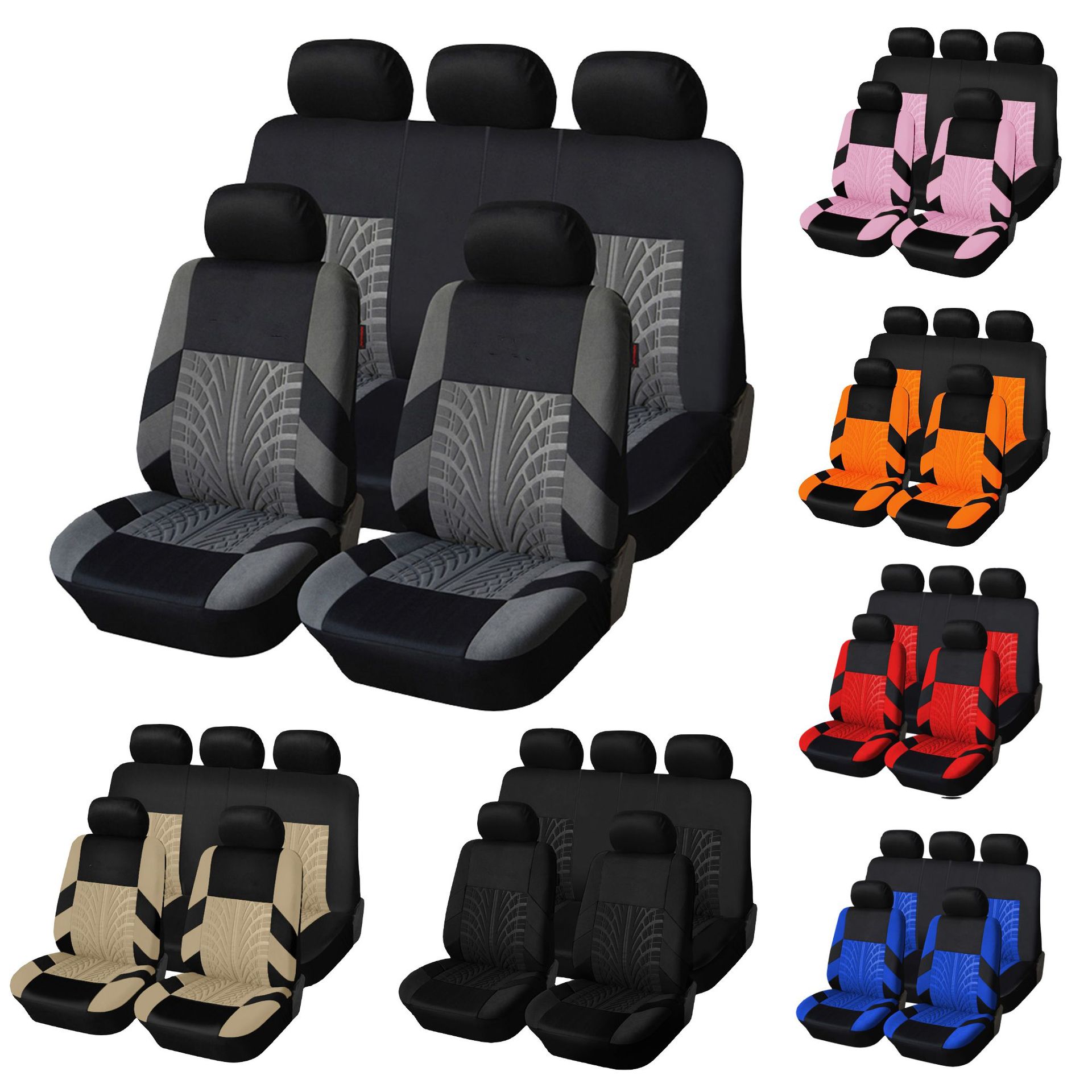 All-season universal car seat covers, cross-border export embossed seat covers 8pc QW369