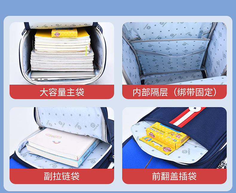 小学生书包1-6年级时尚一体式校园减负护脊儿童双肩包书包LZJ-3386详情8