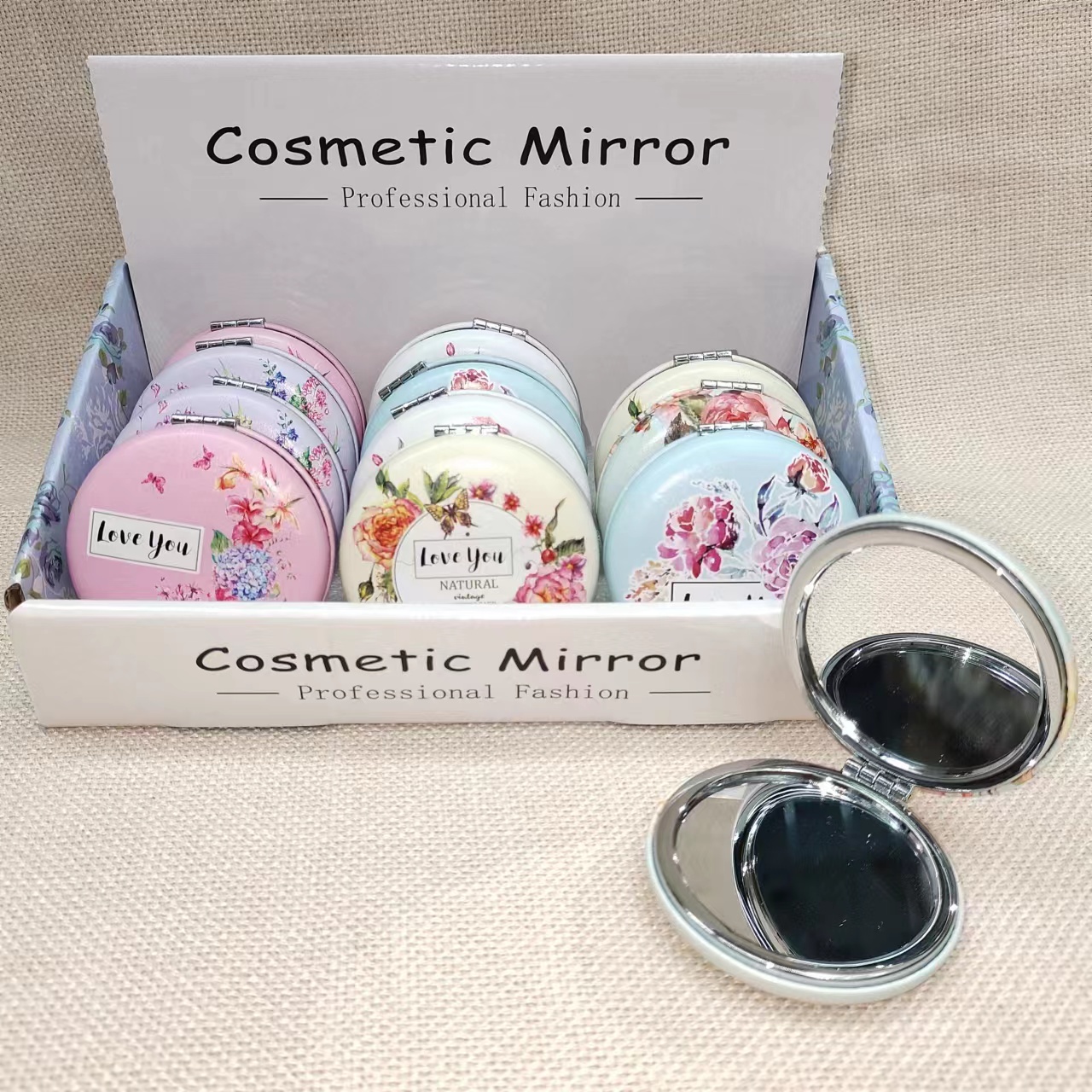 圆形时尚小清新双面镜 可印logo