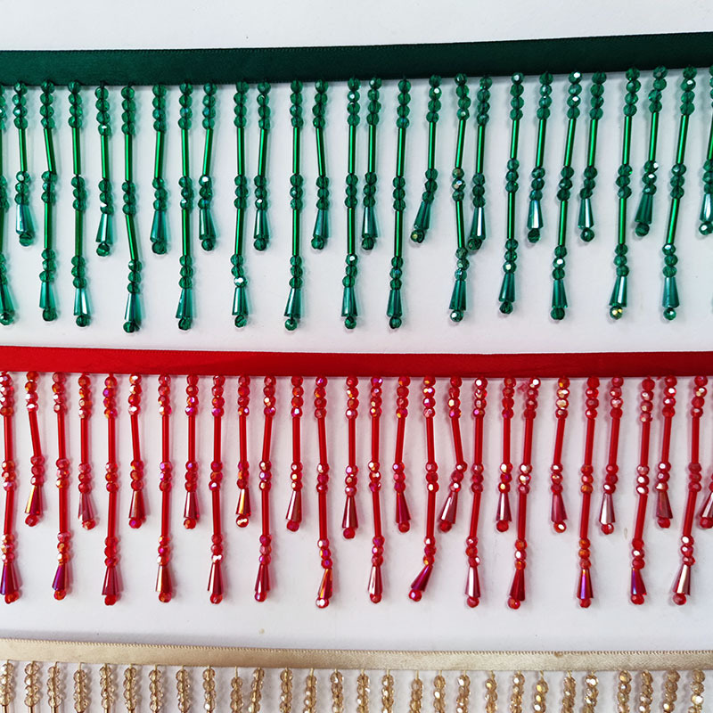 7CM Champagne-colored crystal long and short hanging beads tassel dress accessories Light skirt DIY sewing accessories beads factory direct sales details Picture