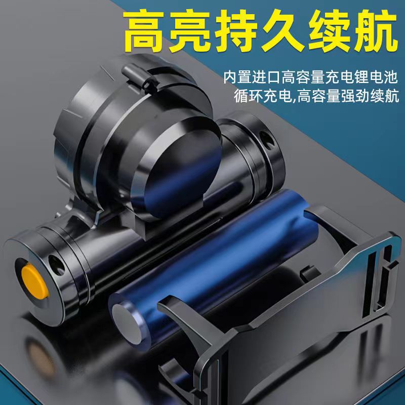 跨境户外照明头灯/强光充电超亮头戴式夜/LED应急灯探照灯 白底实物图
