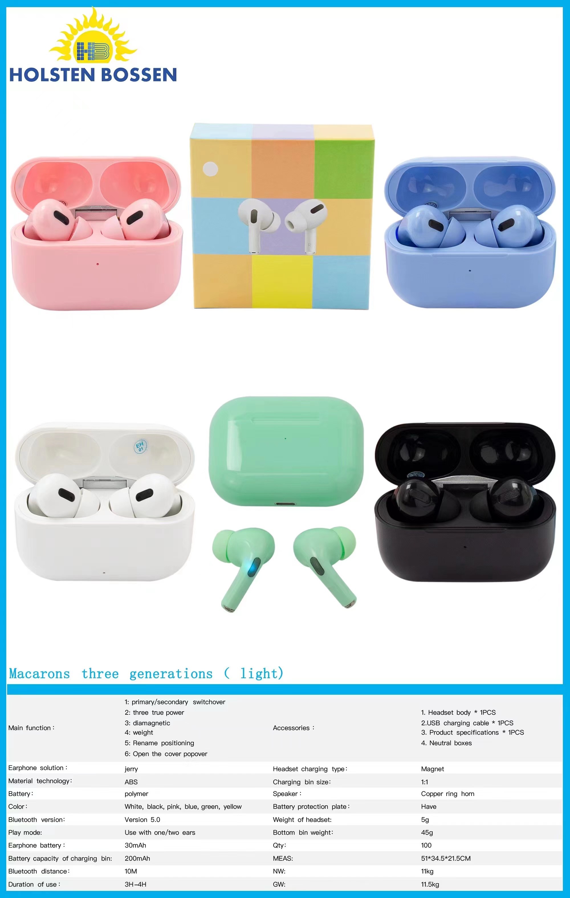 Bluetooth Headset Macaron Scrub Shine