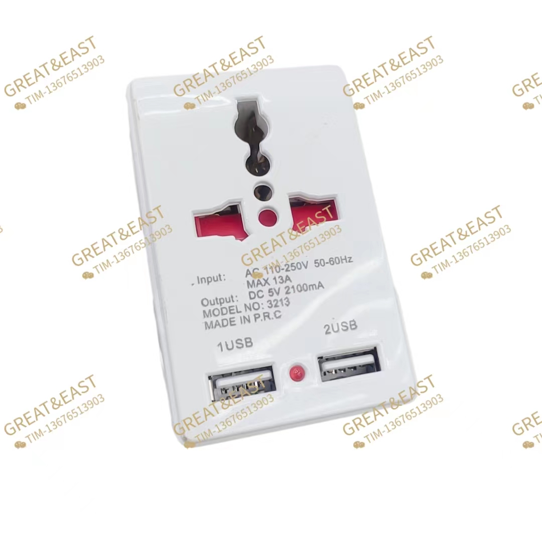 American-style to 2-USB adapter for electrical products pic 1
