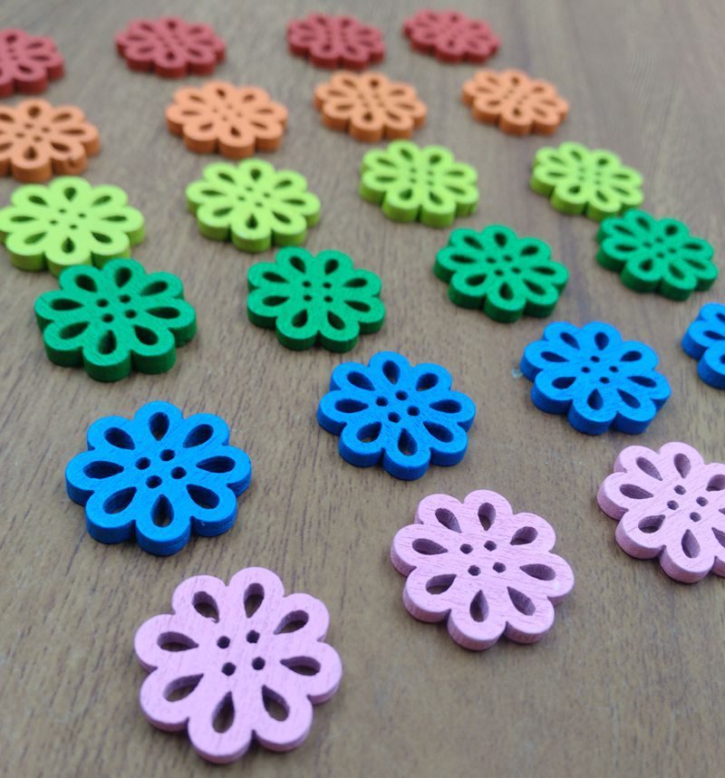 捷豪精品童卡通彩色纽扣花朵脚丫雨伞蝴蝶手工diy混装木扣子环创详情7