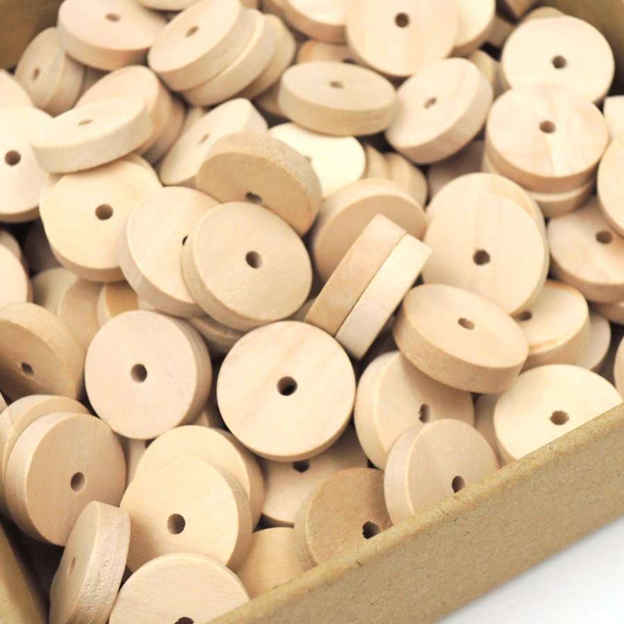 Jiehao's best-selling jewelry accessories include natural wood-colored round wood chips, abacus beads, and wooden toy accessories detail image 2