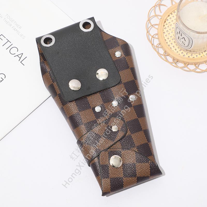 Check scissors bag barbershop hair supplies leather kit satchel stylist with waist pack scissors bag wholesale