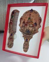 俄罗斯复古城堡小镜子梳子套装金属镂空小手柄镜子礼物赠品伴手礼迷你小手柄彩绘镜子