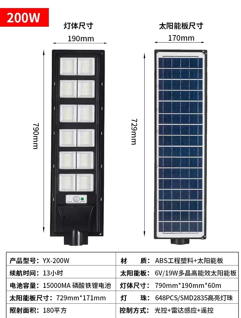 一体式太阳能路灯人来灯亮带雷达人体感应庭院灯乡村道路照明路灯详情15