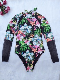 Europe and the United States long sleeve splicing mesh surf suit 2215
