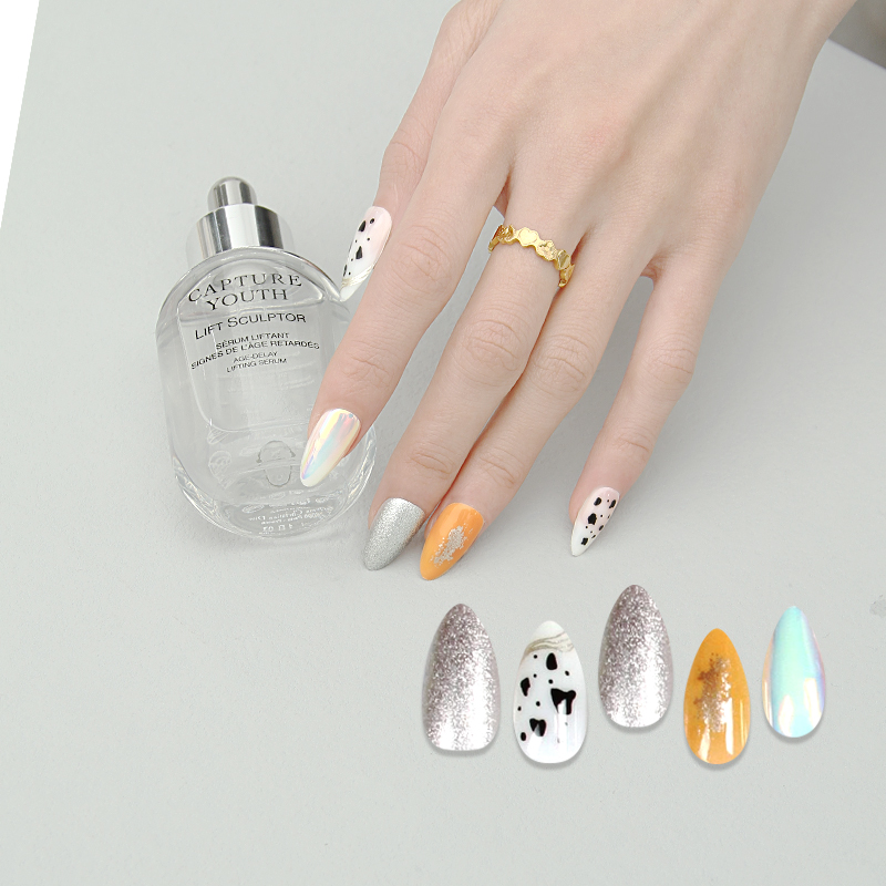 30 pieces of metal leopard print pointed nails, a must-have wearable nail piece from the latest European and American bestsellers on Instagram Specification image