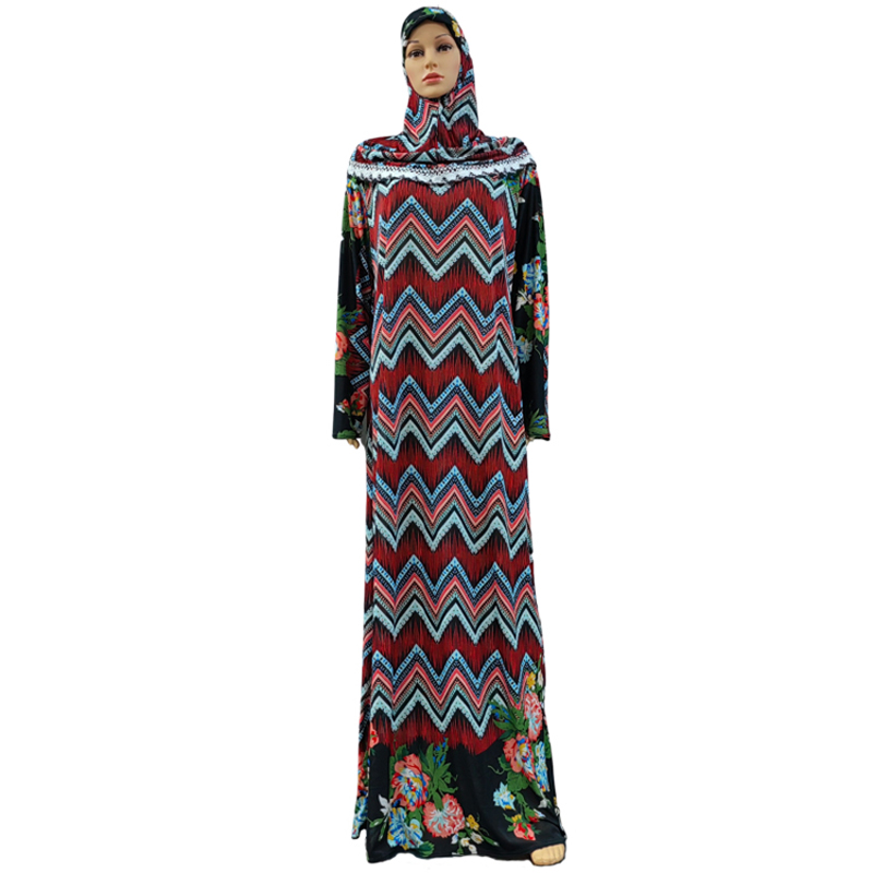 Factory wholesale of best-selling lace long hooded printed plus-size women's fashionable and trendy daily ethnic style long robe dresses Specification image