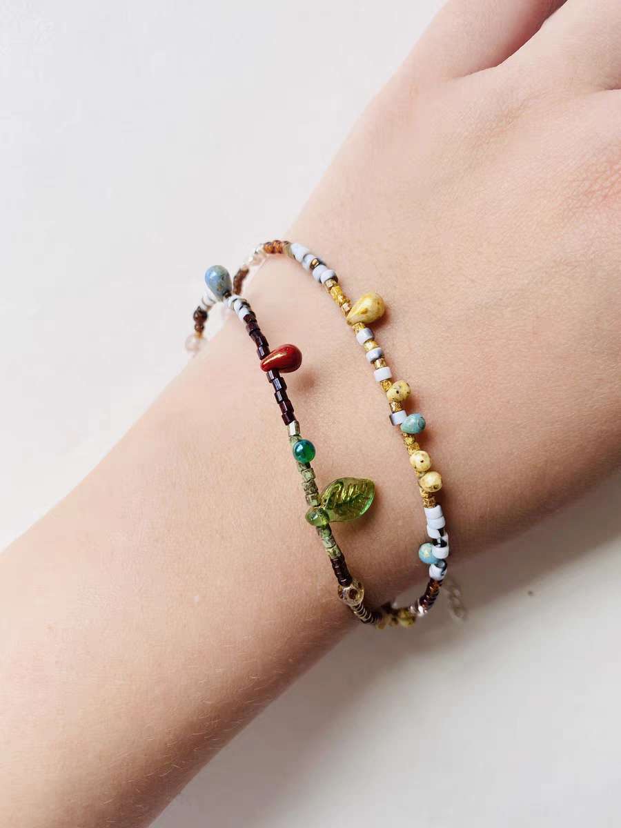 s925扣进口捷克珠锁骨链原创设计手工森系项链琥珀色串珠小众轻奢详情图4