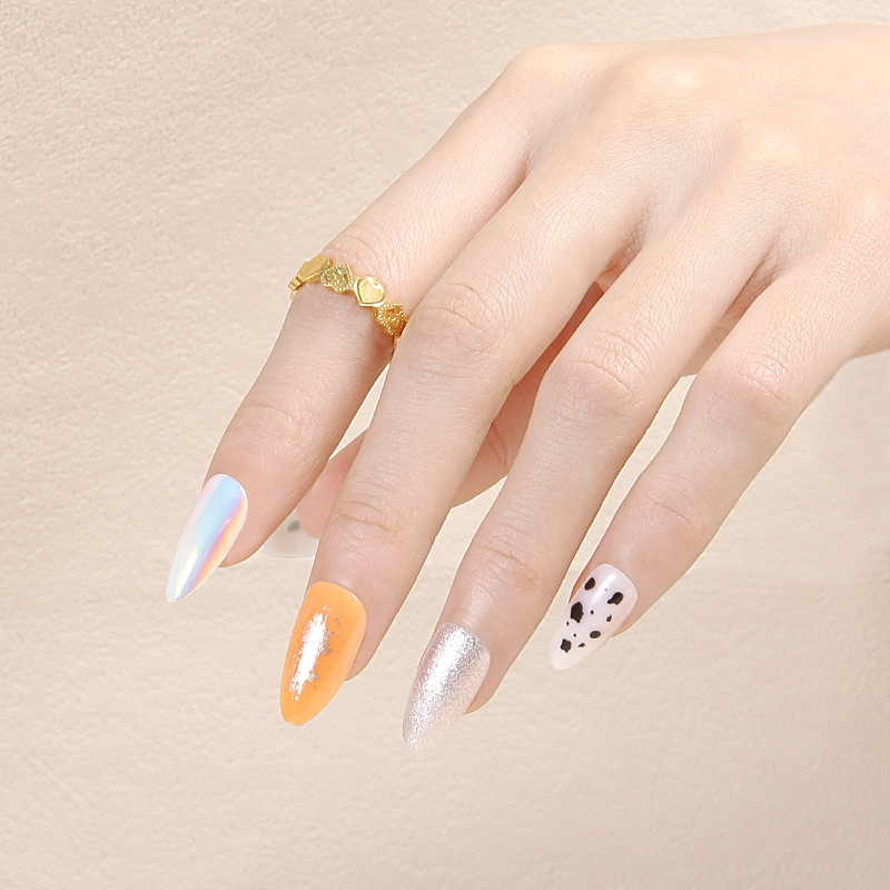 30 pieces of metal leopard print pointed nails, a must-have wearable nail piece from the latest European and American bestsellers on Instagram Application Scenario