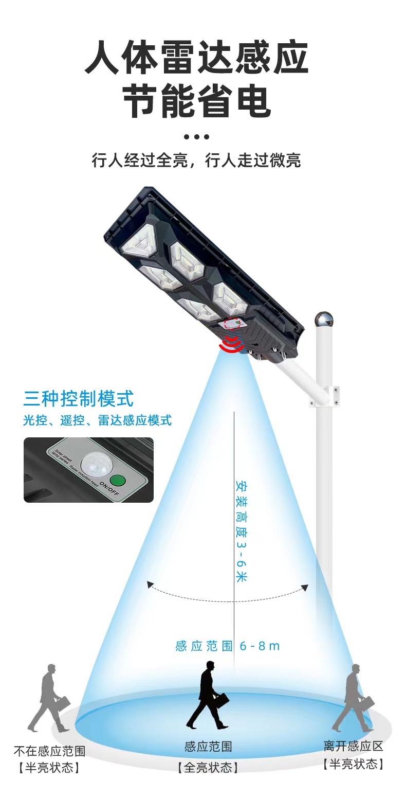 太阳能路灯户外太阳能灯庭院灯室外家用带杆道路工程灯详情4