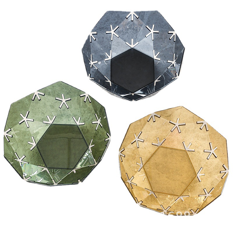 Home living room transparent fruit plate, diamond-shaped creative plastic plate, geometric storage box for dried fruits, candies and cookies details Picture