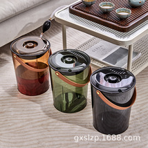  手提茶渣桶抖音网红茶水桶塑料透明家用茶水桶茶盘茶道茶台排水桶