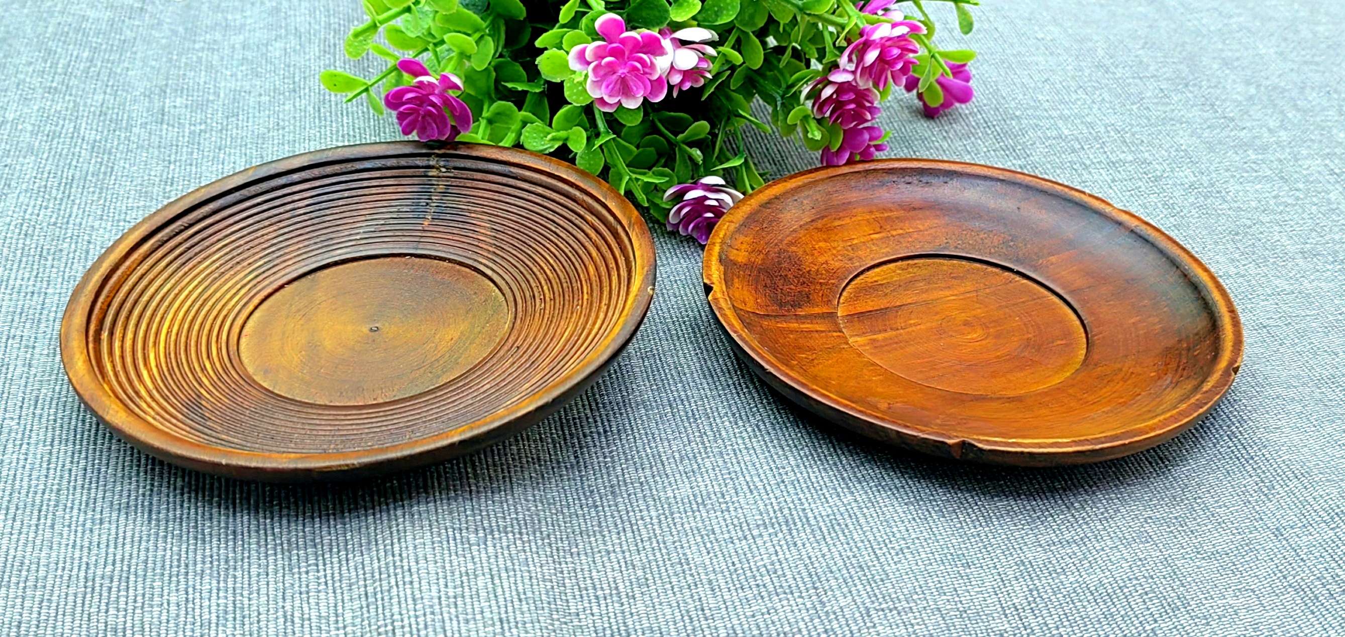 【 Jiehao 】 National Trend Jiehao bamboo and Wood Home Retro Wooden Simple heat insulation Coaster Creative round table heat insulation coaster handicraft table decoration details Picture
