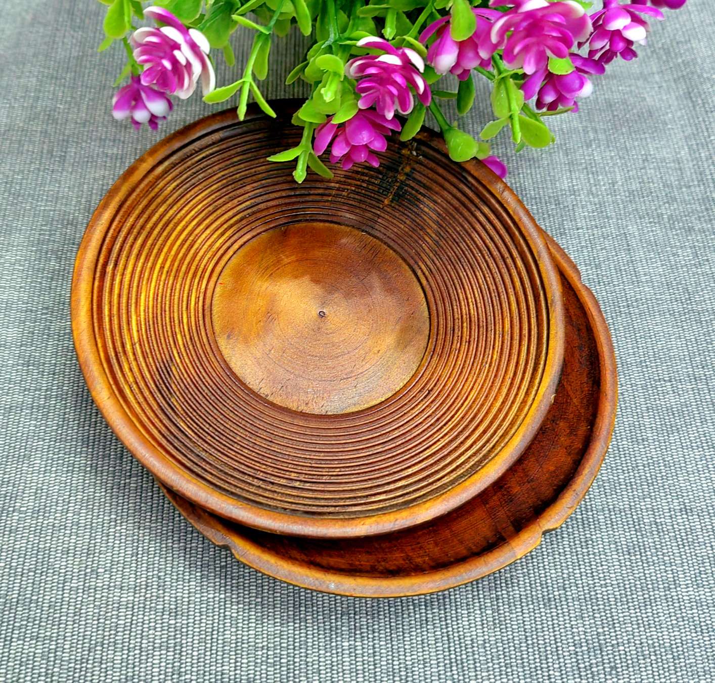 【 Jiehao 】 National Trend Jiehao bamboo and Wood Home Retro Wooden Simple heat insulation Coaster Creative round table heat insulation coaster handicraft table decoration pic 6