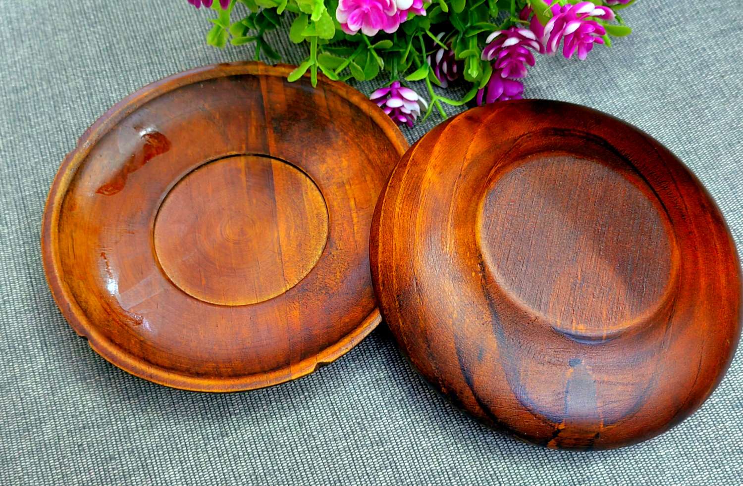 【 Jiehao 】 National Trend Jiehao bamboo and Wood Home Retro Wooden Simple heat insulation Coaster Creative round table heat insulation coaster handicraft table decoration Application Scenario