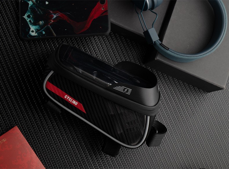 SZ-023横梁包硬壳上管包EVA自行车触屏硬壳跨包山地单车马鞍包上管包梁包碳纹手机包详情16