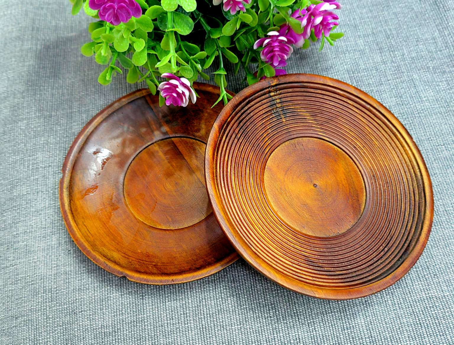 【 Jiehao 】 National Trend Jiehao bamboo and Wood Home Retro Wooden Simple heat insulation Coaster Creative round table heat insulation coaster handicraft table decoration