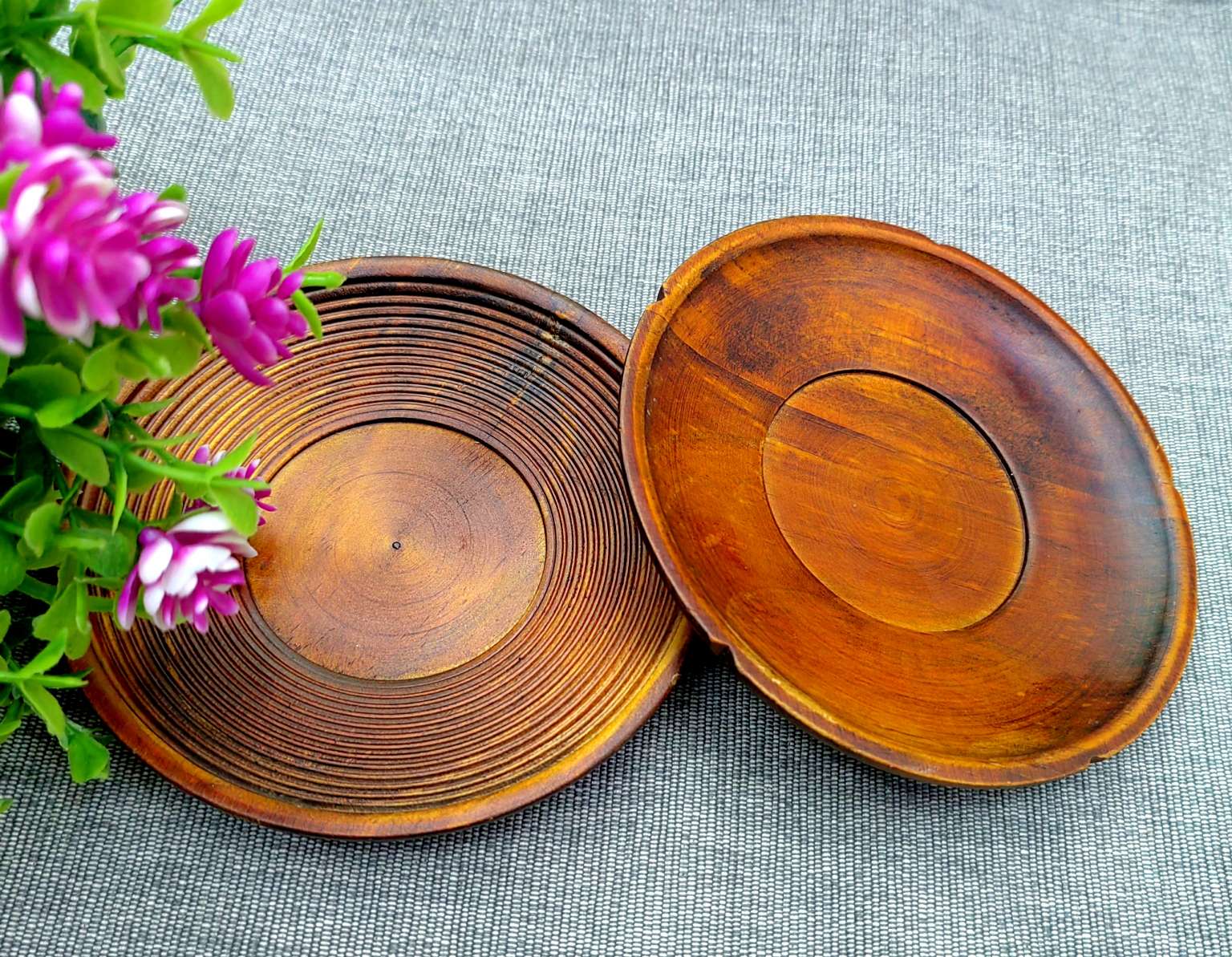 【 Jiehao 】 National Trend Jiehao bamboo and Wood Home Retro Wooden Simple heat insulation Coaster Creative round table heat insulation coaster handicraft table decoration pic 3