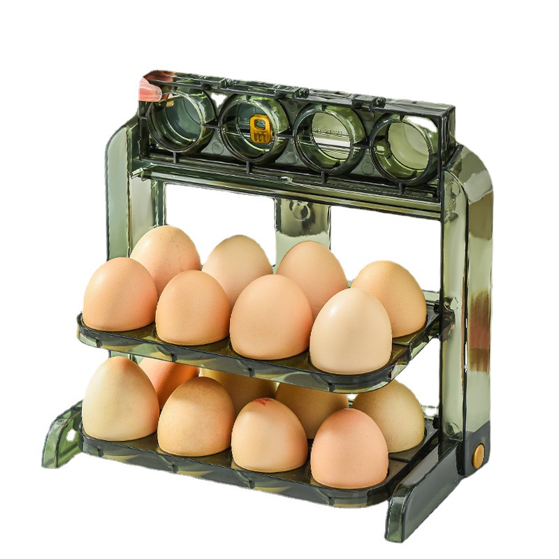 Foldable and storable egg box for storage on the side door of the refrigerator, timed foldable three-layer egg box Application Scenario
