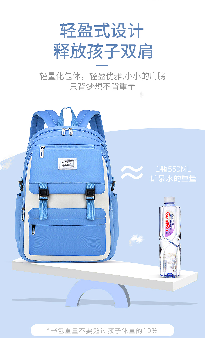学生书包1-3-6年级时尚清新减负护脊儿童双肩包书包LZJ-3333详情5