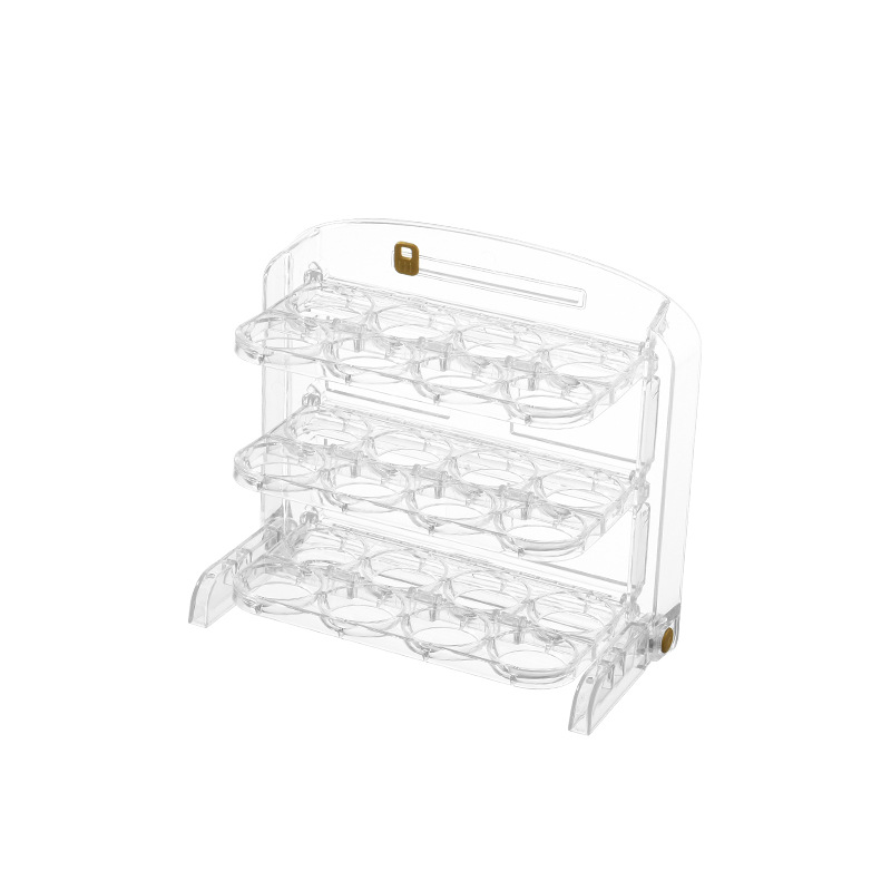 Foldable and storable egg box for storage on the side door of the refrigerator, timed foldable three-layer egg box Specification image