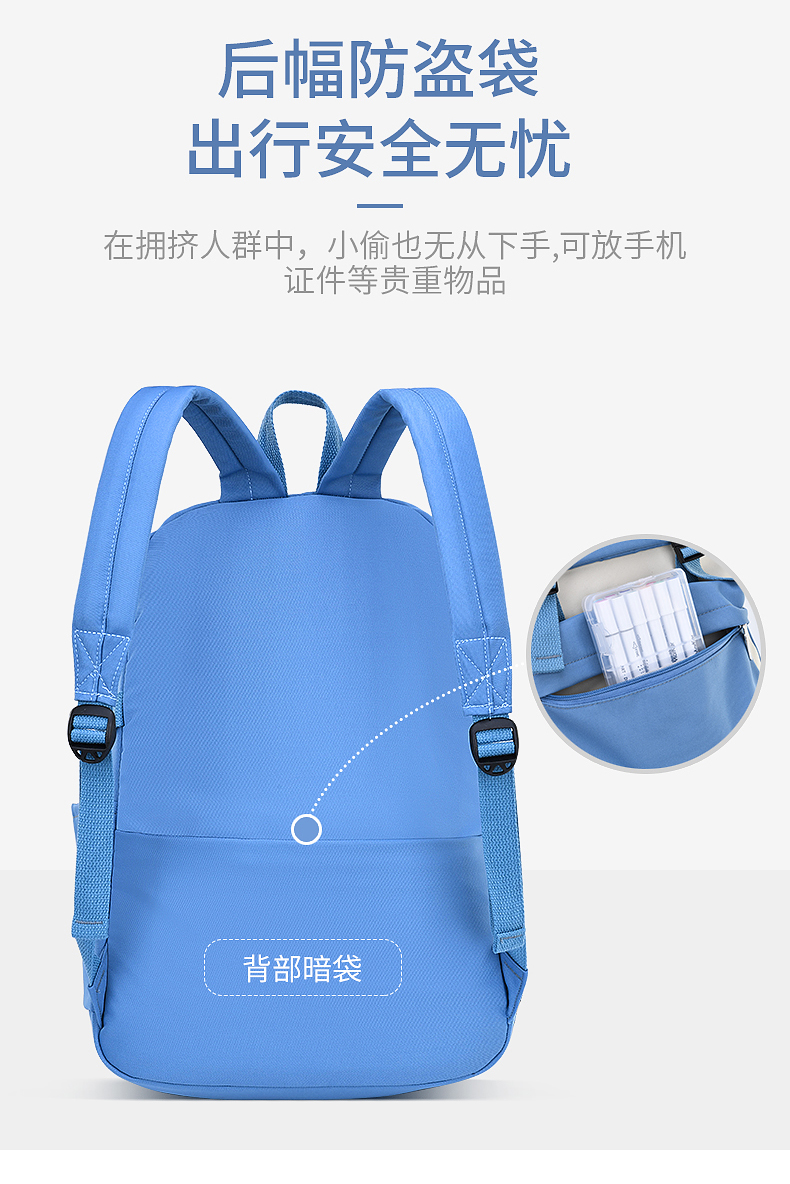 学生书包1-3-6年级时尚清新减负护脊儿童双肩包书包LZJ-3333详情9