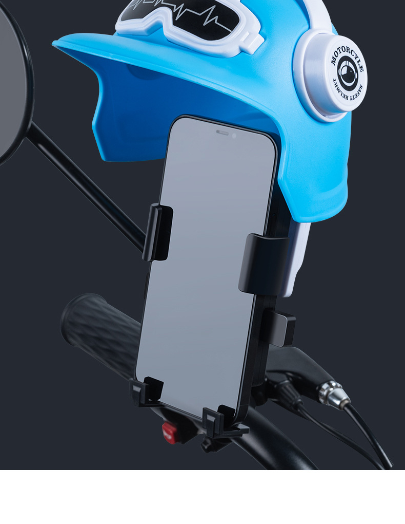 小头盔摩托车手机支架电动车自行车防水遮阳罩导航手机架详情3