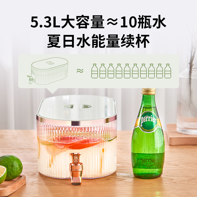 5.3L cold water kettle with faucet, household refrigerator, cold boiled water, juice, fruit and beverage bucket, large capacity cold water kettle Specification image