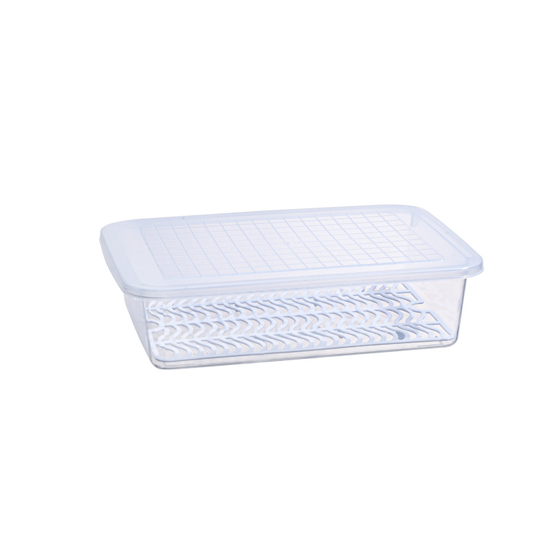 Medium-sized kitchen transparent fresh-keeping fish boxes, sealed refrigerated storage boxes for vegetables, seafood and fruits, and water-draining fresh-keeping boxes Specification image