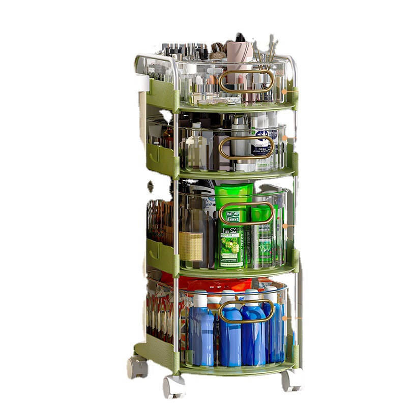 Kitchen vegetable storage rack, transparent drawer-type floor-standing four-layer wheeled fruit and vegetable storage rack, slit vegetable basket storage rack Application Scenario