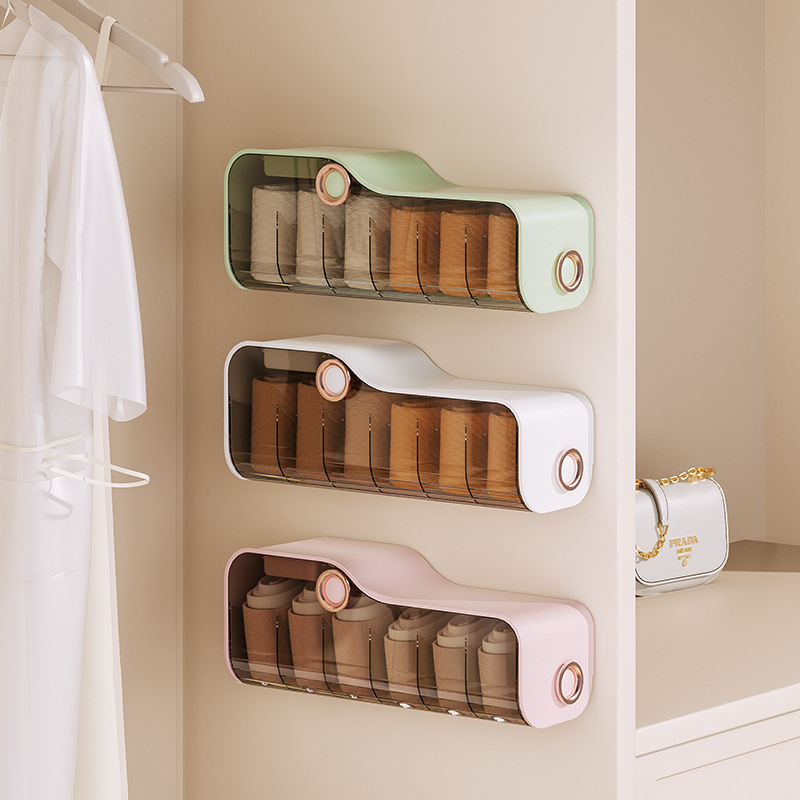 Wall-mounted storage box, underwear and sock box, wardrobe side no need for drilling, underwear organization wonder, home three-in-one