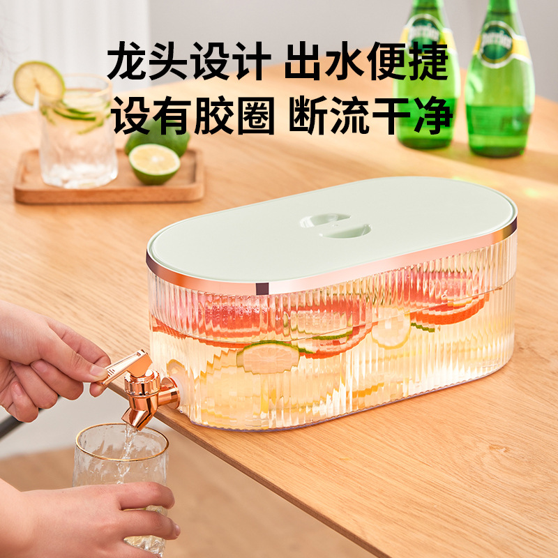 5.3L cold water kettle with faucet, household refrigerator, cold boiled water, juice, fruit and beverage bucket, large capacity cold water kettle details Picture