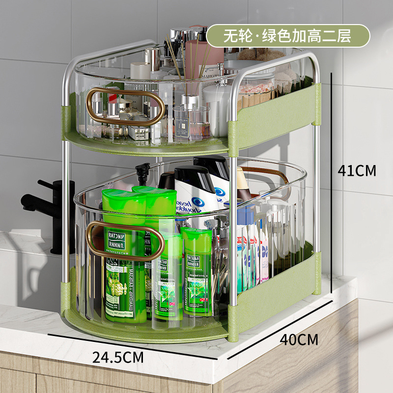 Kitchen vegetable storage rack, transparent drawer-type floor-standing two-layer elevated fruit and vegetable storage rack, slit vegetable basket storage rack